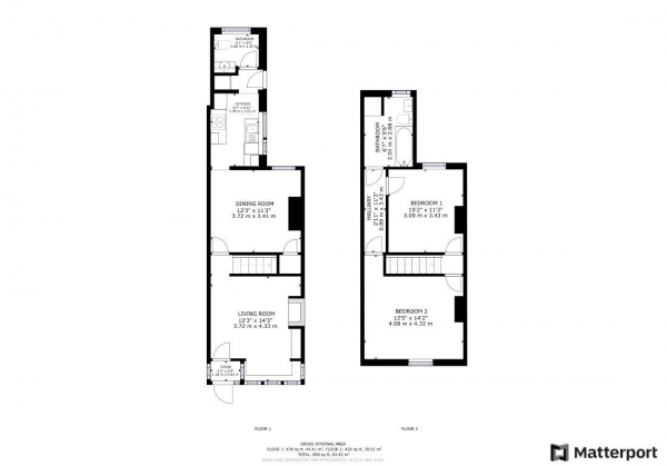 Floor Plan for 2 Bedroom Terraced House for Sale in Winfield Street, Rugby, CV21, 3SH - Offers Over &pound180,000