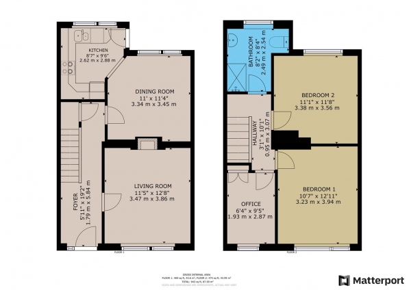 Floor Plan Image for 3 Bedroom Terraced House for Sale in Watts Lane, Rugby