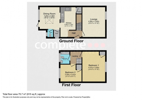 Floor Plan Image for 2 Bedroom Semi-Detached House for Sale in Tower Road, Rugby