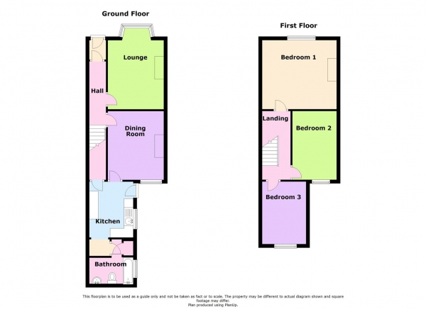 Floor Plan for 3 Bedroom Terraced House for Sale in South Street, Rugby, CV21, 3SF - Offers Over &pound175,000