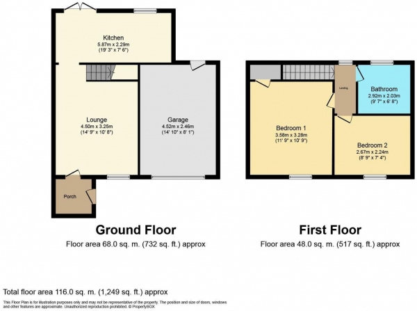 Floor Plan for 2 Bedroom Terraced House for Sale in Dunnerdale, Brownsover, Rugby, CV21, 1QZ - Guide Price &pound199,950