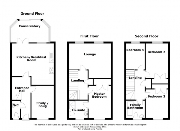 Floor Plan Image for 4 Bedroom Town House for Sale in Pipit Walk, Coton Meadows, Rugby