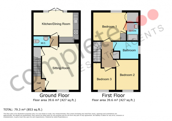 Floor Plan for 3 Bedroom Semi-Detached House for Sale in Handley Cross Avenue, Houlton, Rugby, CV23, 1AE - Guide Price &pound300,000