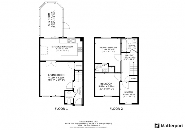 Floor Plan for 3 Bedroom Detached House for Sale in Durrell Drive, Cawston, Rugby, CV22, 7GW - Offers Over &pound335,000