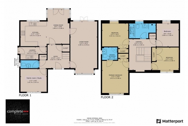 Floor Plan for 4 Bedroom Detached House for Sale in Dodgson Close, Cawston, Rugby, CV22, 7ZQ - Guide Price &pound560,000