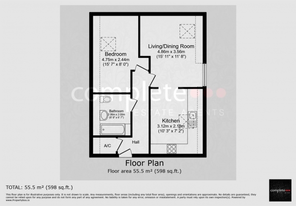 Floor Plan Image for 1 Bedroom Flat for Sale in King Edward Road, Rugby