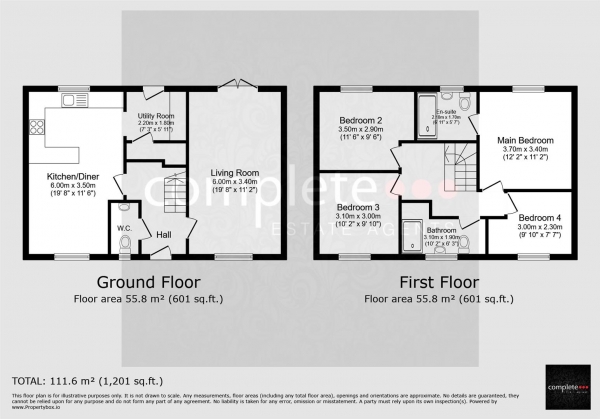 Floor Plan for 4 Bedroom Link Detached House for Sale in Oulton Road, Rugby, CV21, 1AE -  &pound335,000