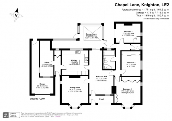 Floor Plan for 3 Bedroom Detached Bungalow for Sale in Chapel Lane, Knighton, Leicester, LE2, 3WE - Guide Price &pound599,950