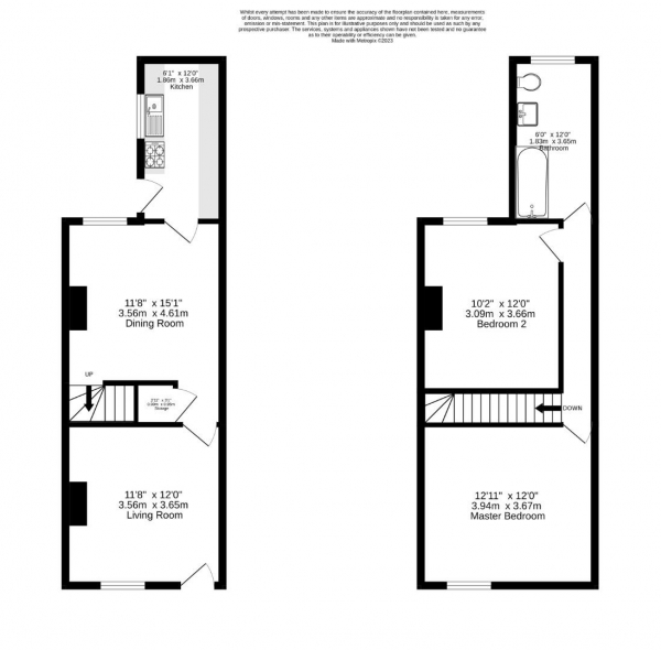 Floor Plan Image for 2 Bedroom Terraced House for Sale in Kensington Street, Belgrave, Leicester