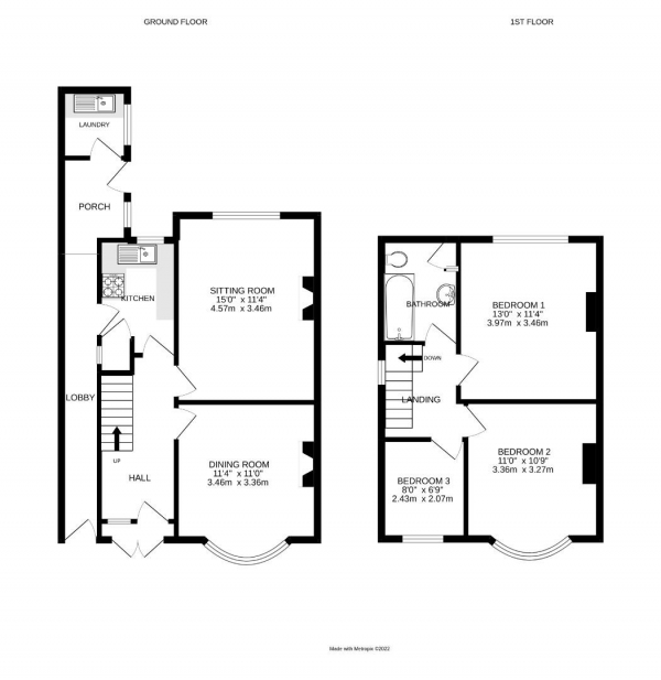 Floor Plan for 3 Bedroom Semi-Detached House for Sale in Rowsley Avenue, Leicester, LE5, 5BS - OIRO &pound335,000