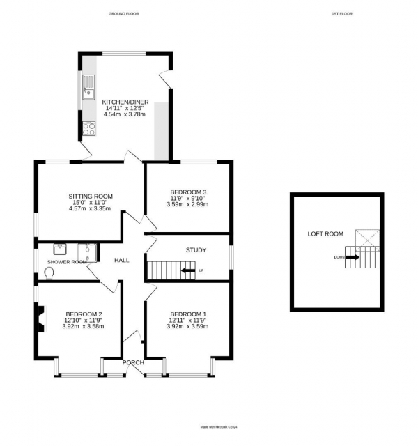 Floor Plan Image for 3 Bedroom Detached Bungalow for Sale in Oakland Avenue, Rushey Mead, Leicester