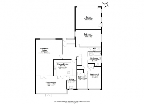 Floor Plan Image for 3 Bedroom Detached Bungalow for Sale in Homestead Close, Cossington, Leicestershire