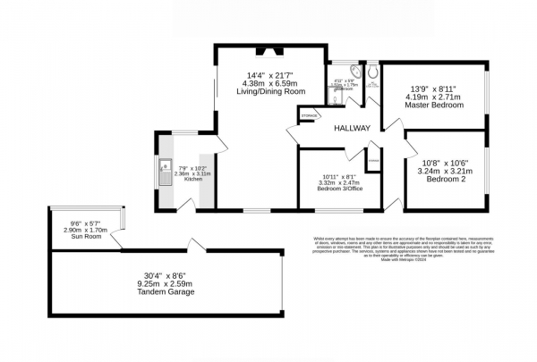 Floor Plan Image for 3 Bedroom Detached Bungalow for Sale in Home Close Road, Houghton on the Hill, Leicestershire