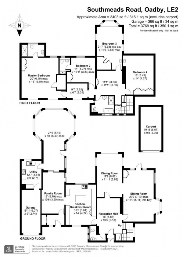 Floor Plan Image for 4 Bedroom Detached House for Sale in Hillcroft, Southmeads Road, Oadby, Leicestershire