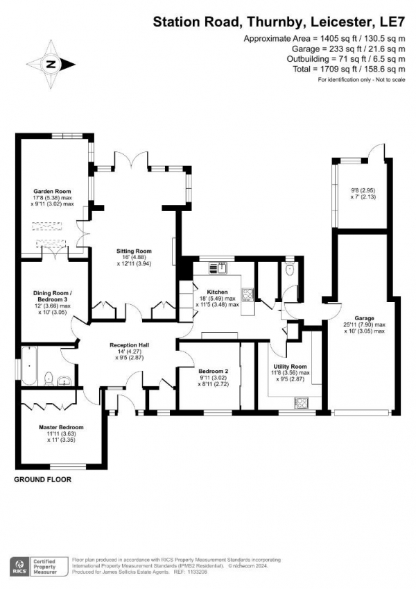 Floor Plan Image for 3 Bedroom Detached Bungalow for Sale in Station Road, Thurnby, Leicestershire