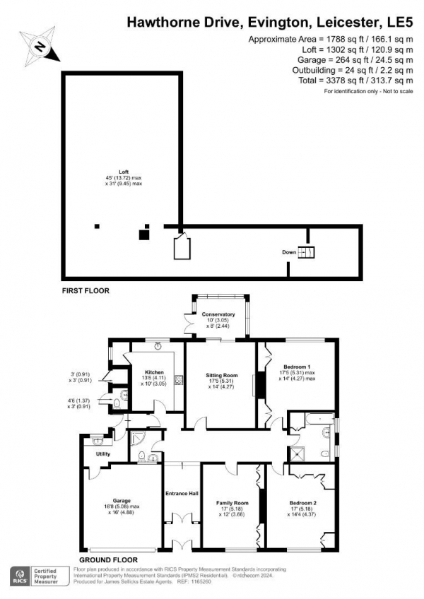 Floor Plan Image for 3 Bedroom Detached Bungalow for Sale in Hawthorne Drive, Evington, Leicester