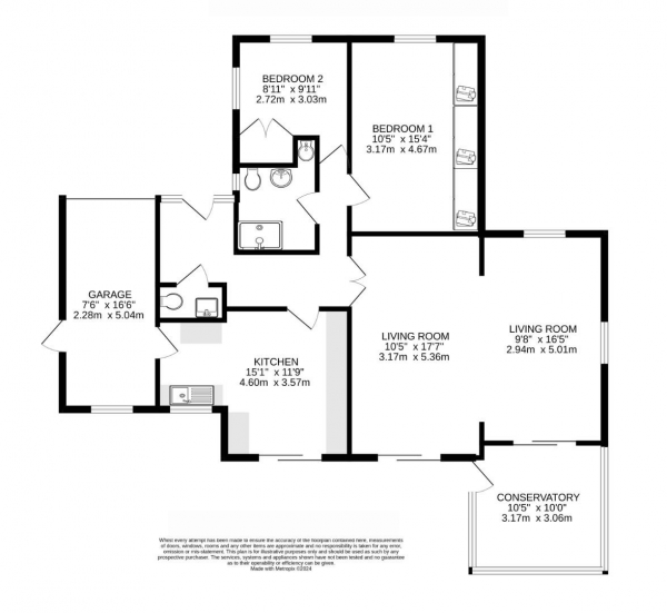 Floor Plan Image for 2 Bedroom Detached Bungalow for Sale in Pulford Drive, Thurnby, Leicestershire