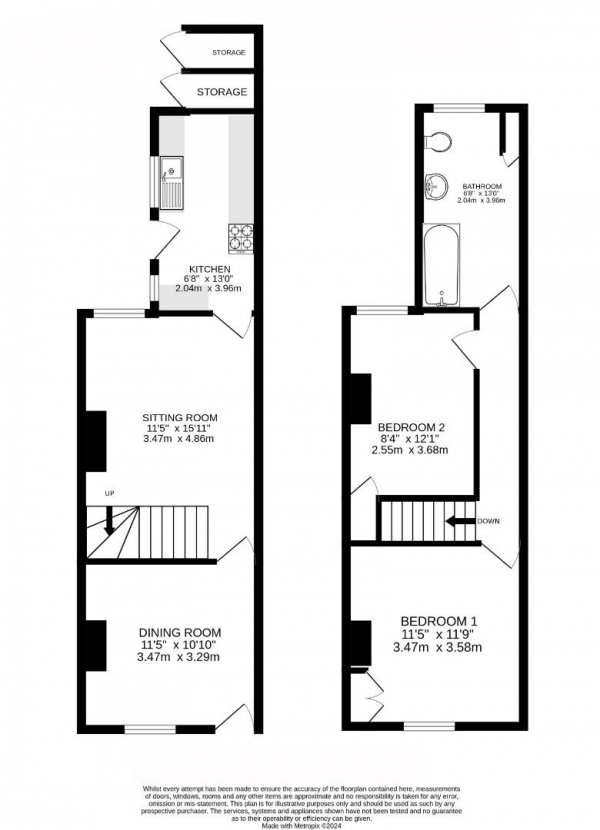 Floor Plan for 2 Bedroom Terraced House for Sale in Windermere Street, Leicester, LE2, 7GU - Guide Price &pound195,000