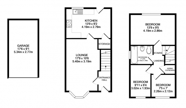 Floor Plan Image for 3 Bedroom Semi-Detached House for Sale in 3 BEDROOM HOME WITH GARAGE, Rivets Meadow Close, Thorpe Astley, Leicester