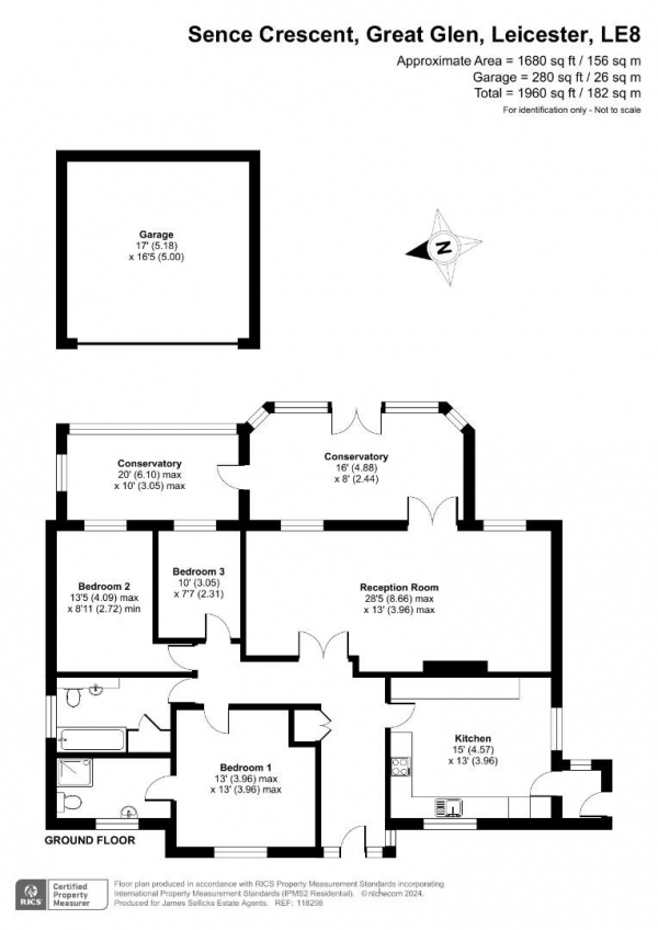 Floor Plan Image for 3 Bedroom Detached Bungalow for Sale in Sence Crescent, Great Glen, Leicestershire