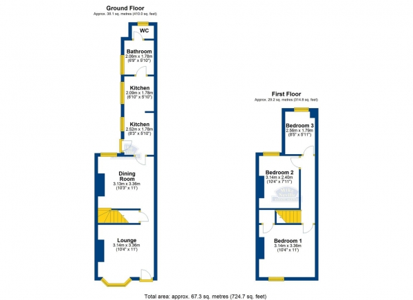 Floor Plan Image for 3 Bedroom Terraced House for Sale in Manton Road, Rushden, NN10 0JT