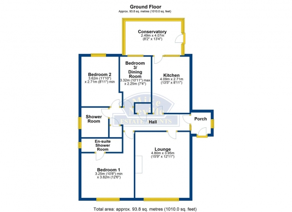 Floor Plan for 3 Bedroom Detached Bungalow for Sale in Pippin Close, Rushden, NN10 6PZ, NN10, 6PZ -  &pound299,950