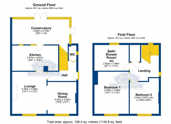 Floor Plan Image for 2 Bedroom End of Terrace House for Sale in Newton Road, Rushden, NN10 0HP