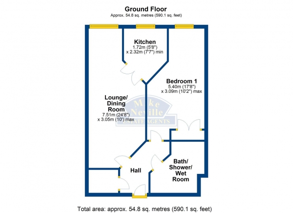 Floor Plan Image for 1 Bedroom Retirement Property for Sale in High Street South, Rushden, NN10 0FR