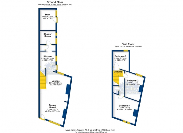 Floor Plan Image for 3 Bedroom Terraced House for Sale in Moor Road, Rushden, NN10 9TP