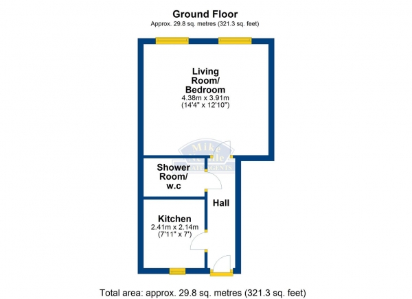 Floor Plan for 1 Bedroom Studio for Sale in Nene Court, Station Road, Irthlingborough, NN9 5QD, NN9, 5QD -  &pound82,000