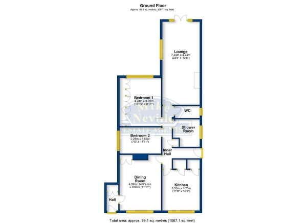 Floor Plan Image for 2 Bedroom Detached Bungalow for Sale in Ravensbank, Rushden, NN10 6EQ