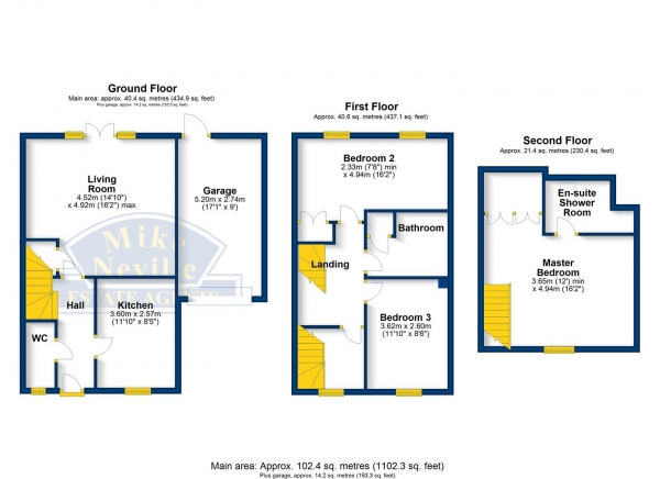 Floor Plan Image for 3 Bedroom End of Terrace House for Sale in Patenall Way, Higham Ferrers, NN10 8PL