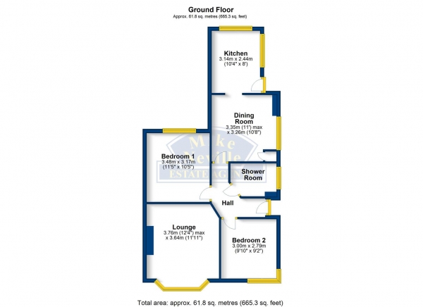 Floor Plan Image for 2 Bedroom Semi-Detached Bungalow for Sale in Upper Park Avenue, Rushden, NN10 9NY