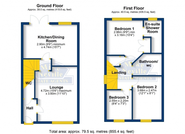 Floor Plan Image for 3 Bedroom End of Terrace House for Sale in Sunningdale Drive, Rushden, NN10 0YJ