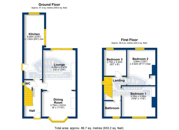 Floor Plan Image for 3 Bedroom Semi-Detached House for Sale in Irchester Road, Rushden, NN10 9XG