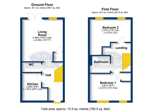 Floor Plan Image for 2 Bedroom Terraced House for Sale in Rossetti Close, Wellingborough, NN8 3FQ