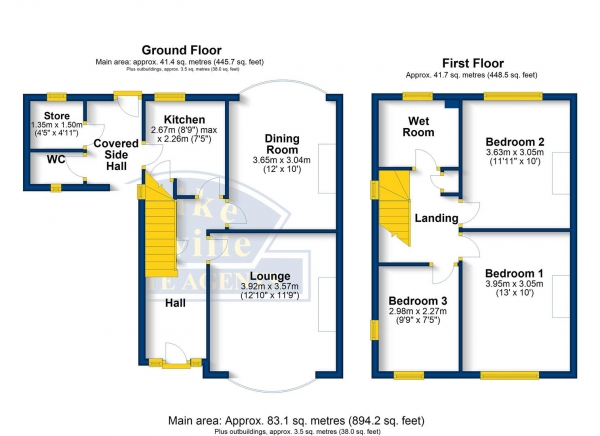 Floor Plan Image for 3 Bedroom Semi-Detached House for Sale in Pytchley Road, Rushden, NN10 9XB