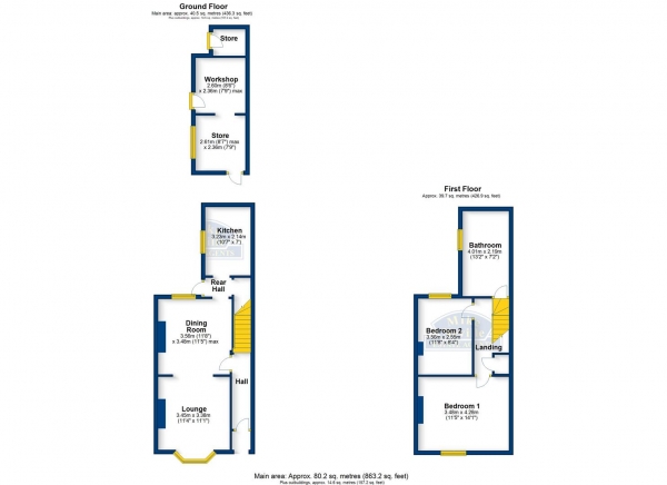 Floor Plan Image for 2 Bedroom Terraced House for Sale in Harborough Road, Rushden, NN10 0LW