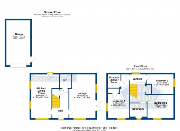 Floor Plan Image for 3 Bedroom Detached House for Sale in Hensman Close, Rushden, NN10 9FA