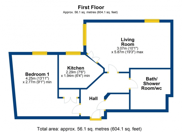 Floor Plan Image for 1 Bedroom Retirement Property for Sale in High Street South, Rushden, NN10 0FR