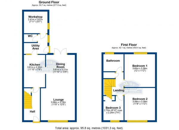 Floor Plan Image for 3 Bedroom Terraced House for Sale in Headingley Road, Rushden, NN10 0HS