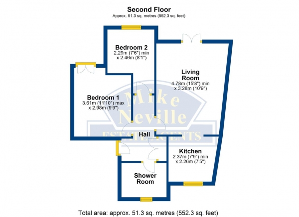 Floor Plan Image for 2 Bedroom Apartment for Sale in Freemans Court, Station Road, Rushden, NN10 9FS