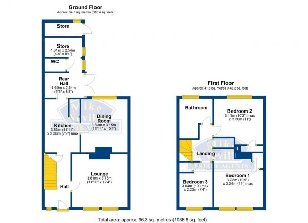 Floor Plan Image for 3 Bedroom End of Terrace House for Sale in The Hedges, Rushden, NN10 6DJ