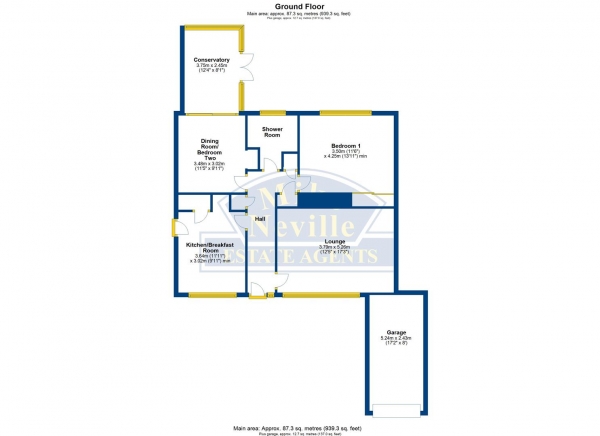 Floor Plan Image for 2 Bedroom Detached Bungalow for Sale in Ravensbank, Rushden, NN10 6EQ