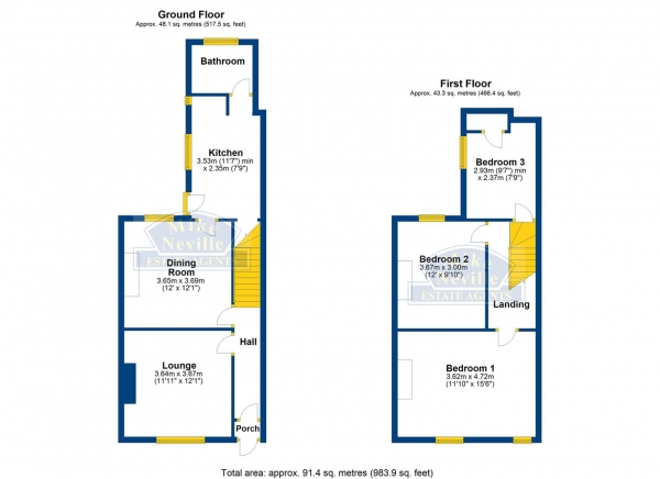 Floor Plan Image for 3 Bedroom Terraced House for Sale in Eastfield Road, Irthlingborough, NN9 5QB