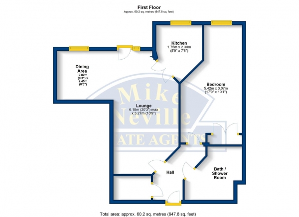 Floor Plan Image for 1 Bedroom Retirement Property for Sale in Townsend Court, High Street South, Rushden, NN10 0FR