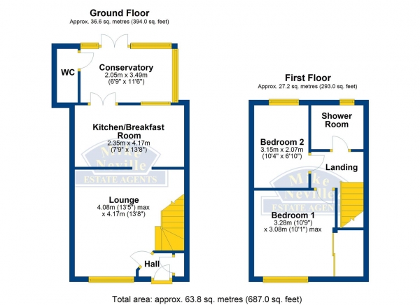 Floor Plan Image for 2 Bedroom End of Terrace House for Sale in Wheatcroft Gardens, Rushden, NN10 0EX