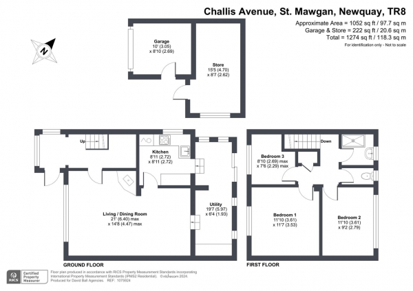 Floor Plan Image for 3 Bedroom Semi-Detached House for Sale in Challis Avenue, Newquay