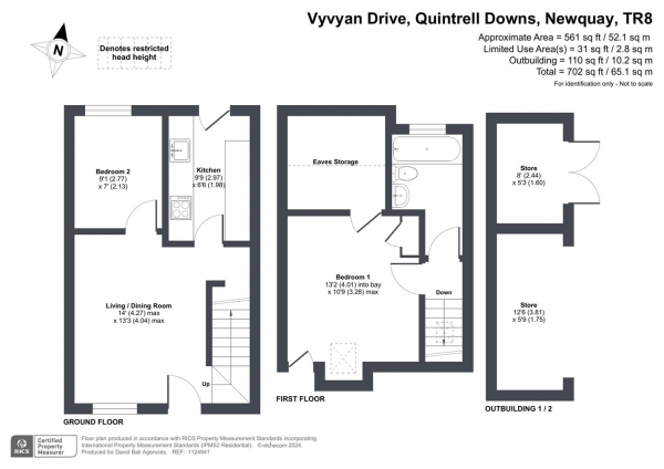 Floor Plan Image for 2 Bedroom End of Terrace House for Sale in Vyvyan Drive, Quintrell Downs, Newquay