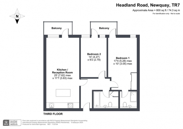 Floor Plan Image for 2 Bedroom Apartment for Sale in Headland Road, Newquay